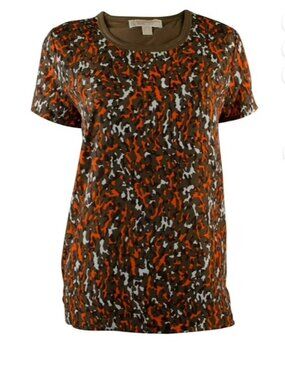 Michael Kors Mixed Media Camo Shirt Petite Large